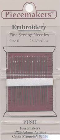 Piecemakers Embroidery Fine Sewing Needles Size 8